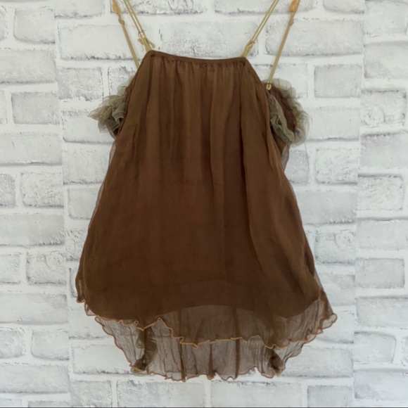 Boho hand crafted brown top size Small - Picture 13 of 15